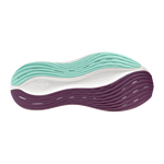 Wavy-patterned shoe sole with purple, white, and green colors on a white background