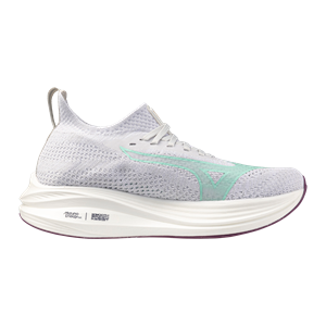 Gray and white running shoe on a white background