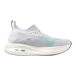 Gray and white running shoe on a white background