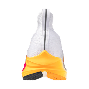 White and yellow raincoat with a black sole on a white background